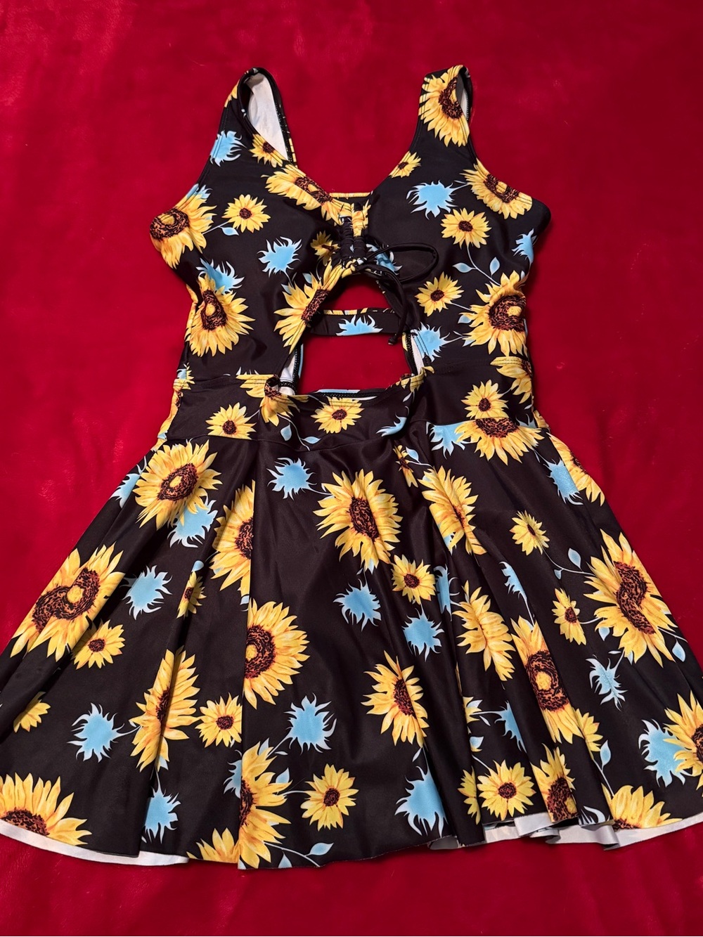 ESPRLIA Sunflower Swim Dress One Piece Swimsuit Cutout 1XL